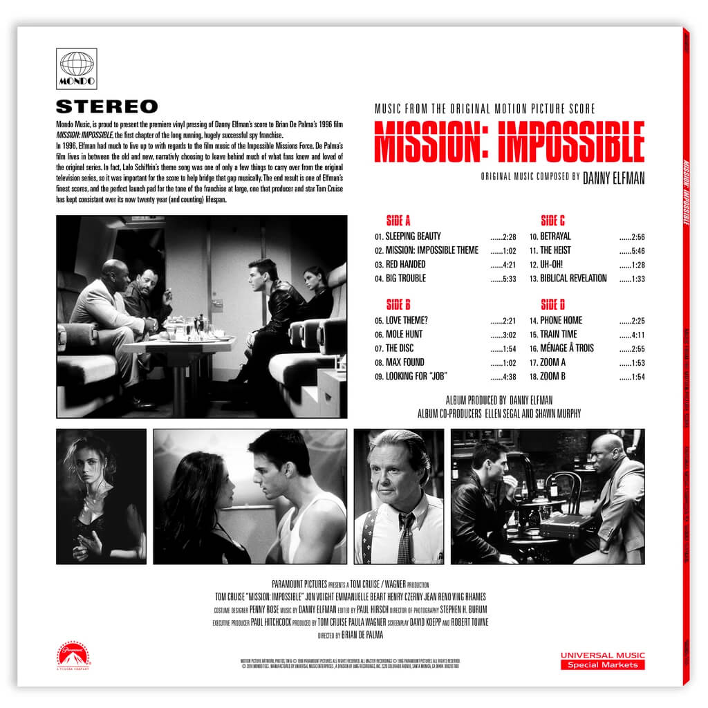 Mission Impossible - OST - 2XLP - Back of the cover