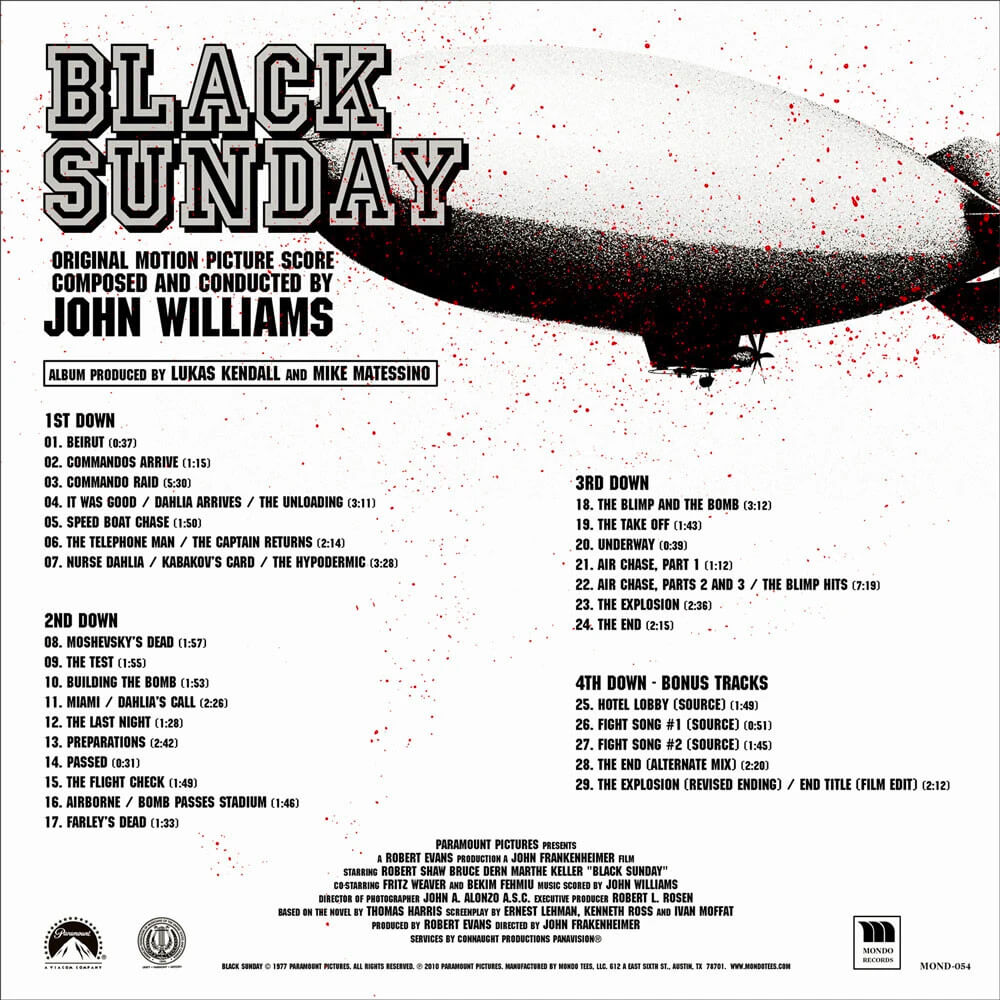 Black Sunday - OST - 2XLP - Back Artwork