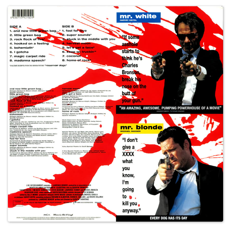 Reservoir Dogs - OST - LP - Back Artwork